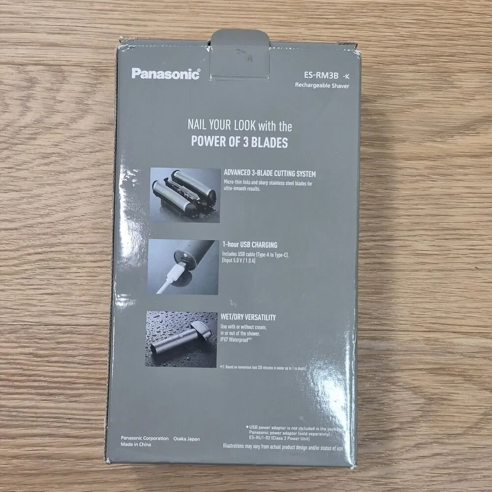 ES-RM3B-K Electric Razor for Men Wet Dry Shaver USB-C 3 Blade Trimmer